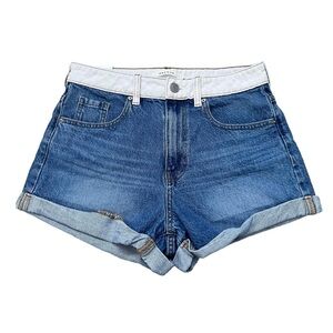 Pacsun denim cuffed high waisted shirts with white contrasting waistband
